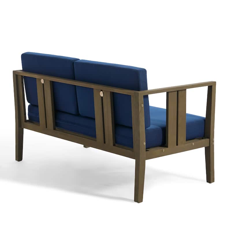 Uixe Teak Patio Loveseat with Coffee Table Outdoor Conversation Set