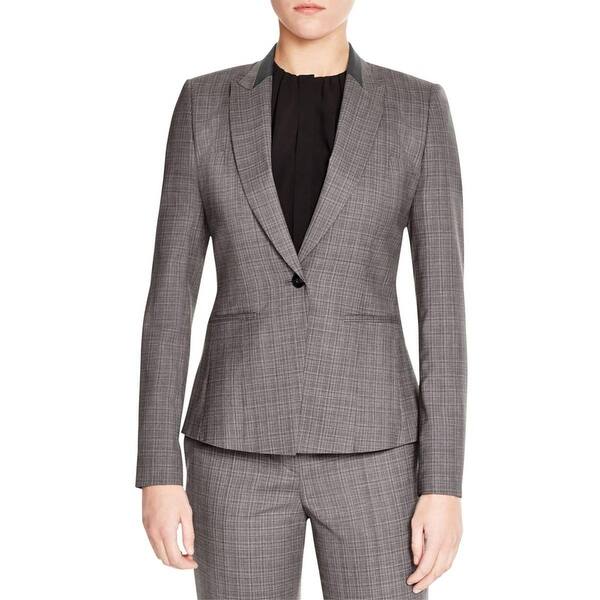 Shop Boss Hugo Boss Womens Janeka4 One Button Suit Jacket Wool Peak Collar Overstock 16735081