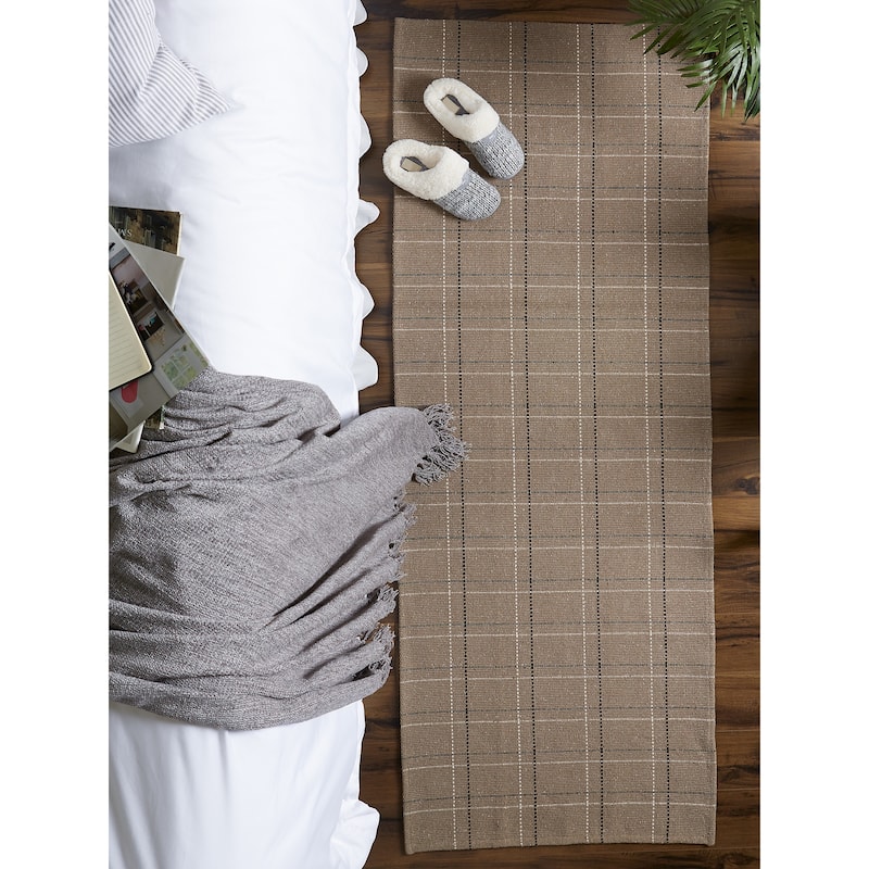 DII French Blue Variegated Plaid Recycled Yarn Rug (Set of 2) - Big