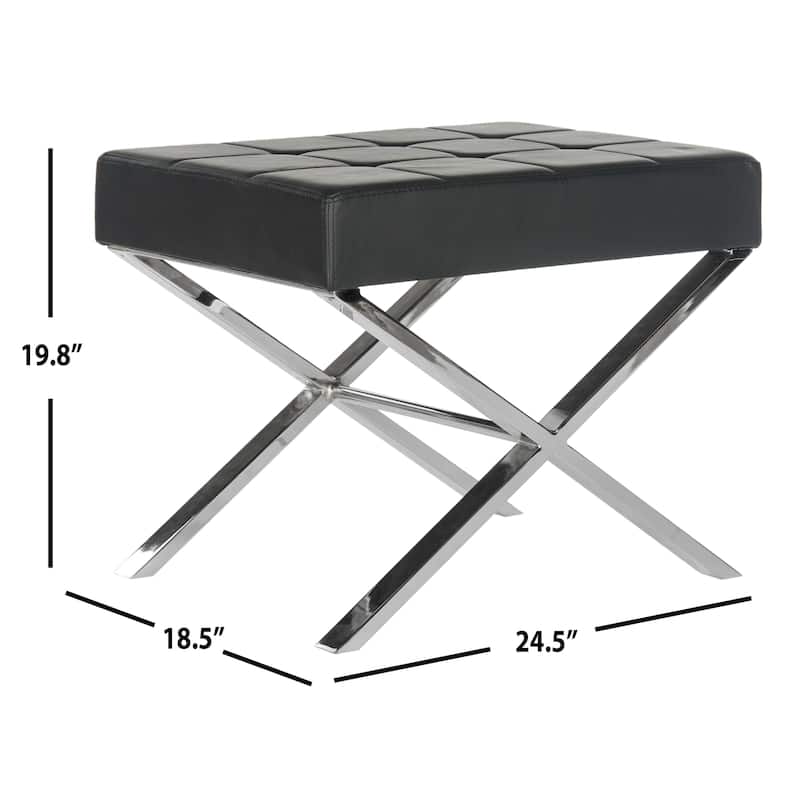 SAFAVIEH Marlys Modern Glam Black Ottoman