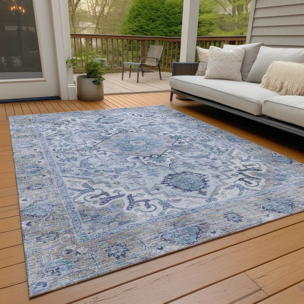 Machine Washable Indoor/Outdoor Traditional Vintage Chantille Rug