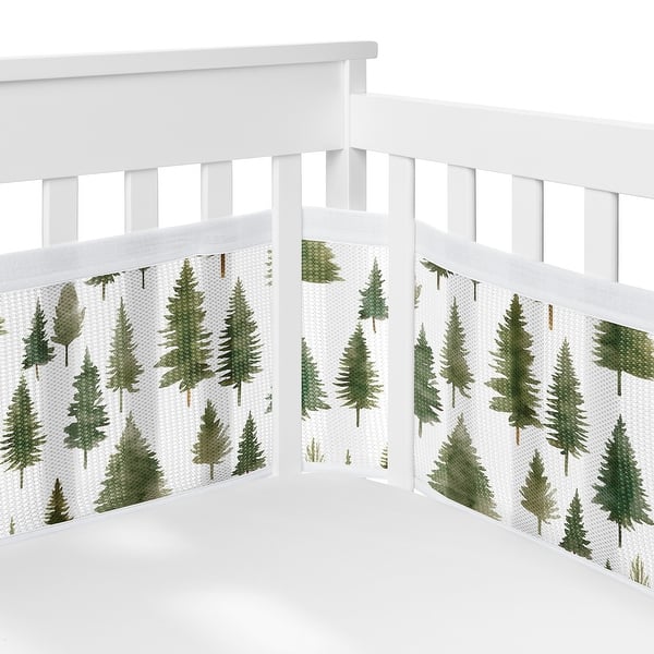 slide 2 of 6, Sweet Jojo Designs + BreathableBaby Breathable Mesh Crib Liner Pad Sage Green Woodland Boy, Girl, Unisex/Gender Neutral - Forest