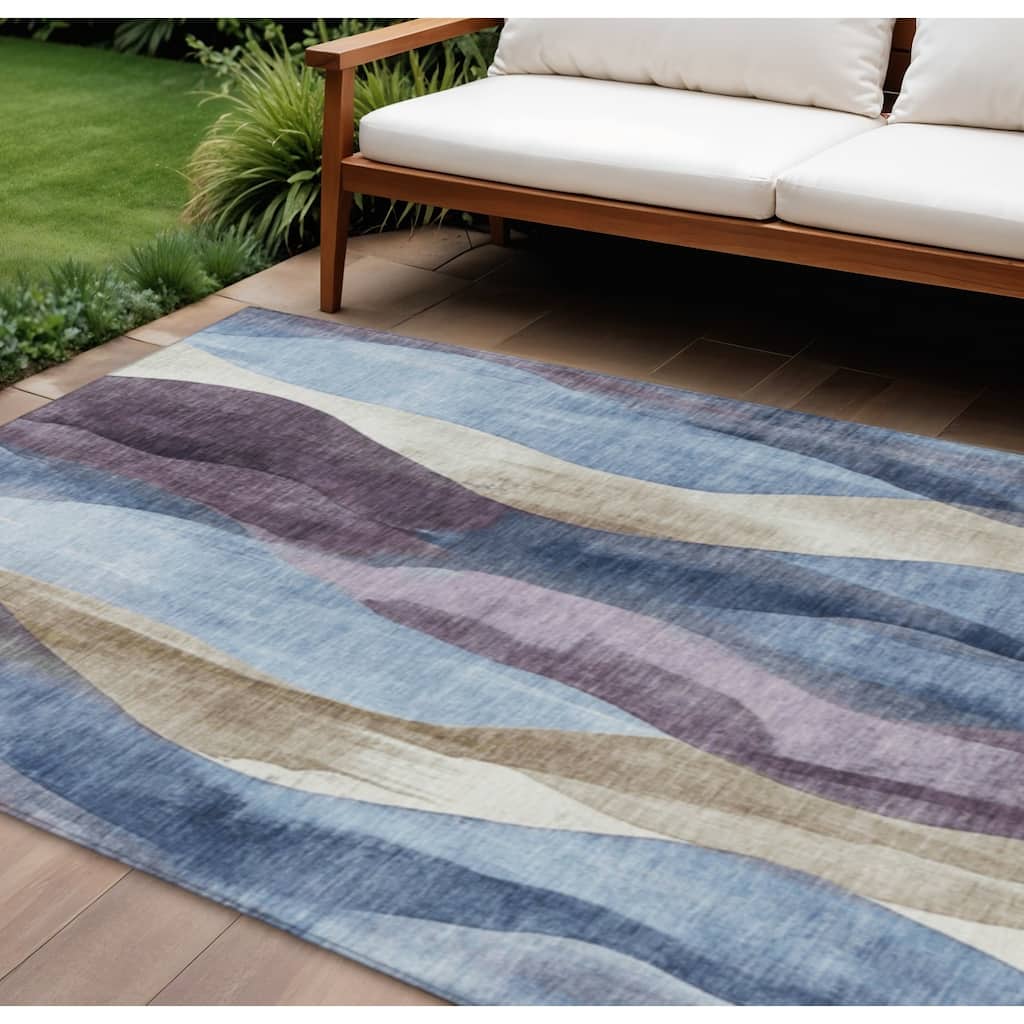 HomeRoots Abstract Transitional Rectangle Outdoor Rug