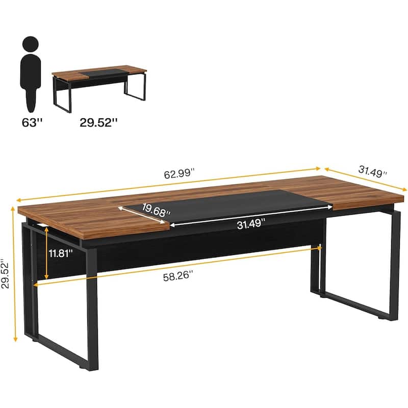 63 Inch Computer Desk Home Office Desk for Workstation (Only Table)