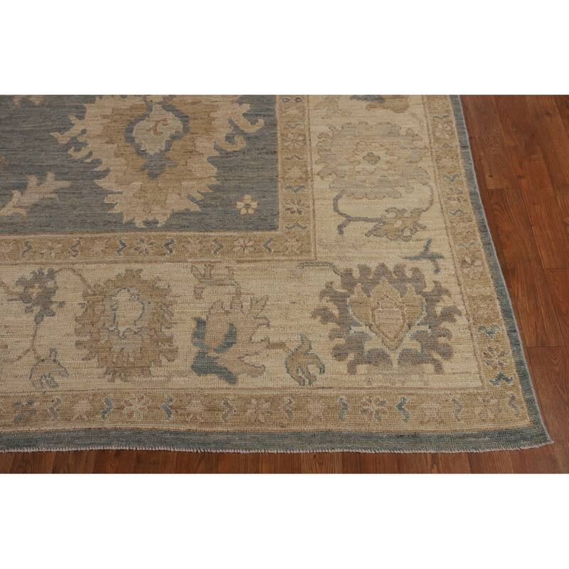 Gray Vegetable Dye Oushak Turkish Area Rug Hand-Knotted Wool Carpet - 8'9"x 11'9"