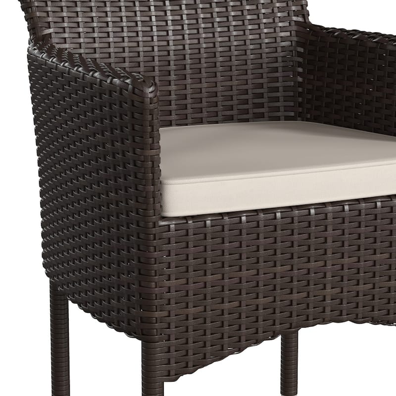 Indoor/Outdoor Wicker Wrapped Steel Frame Patio Chairs & Cushions
