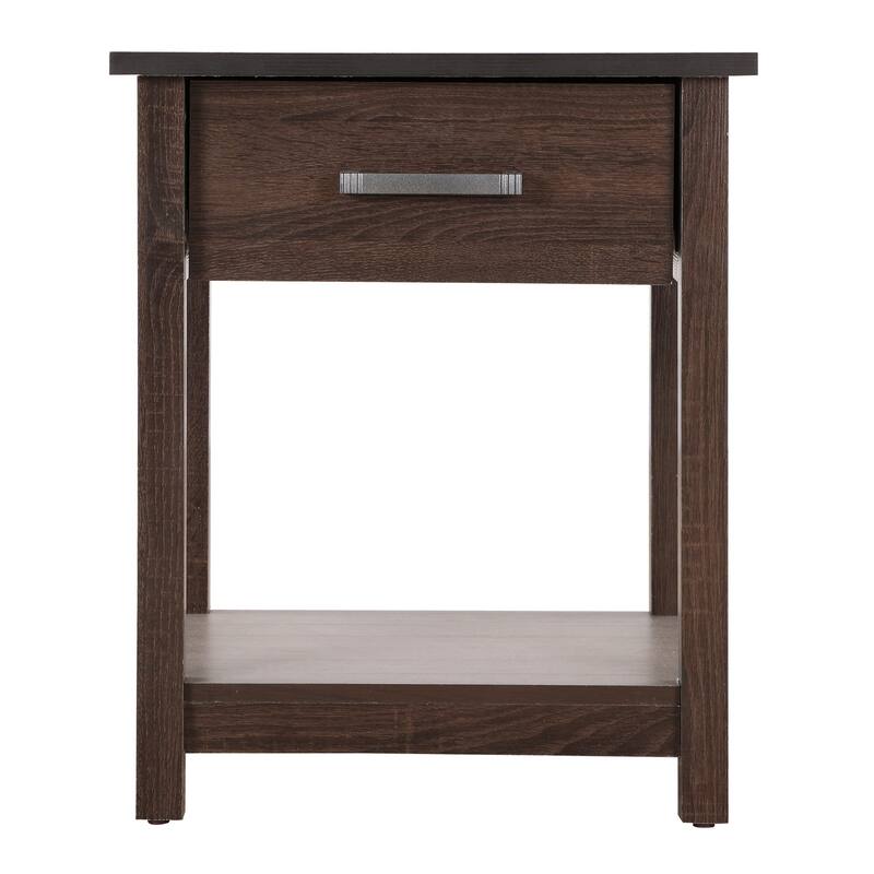Wenge Nightstand 24x20x19 Sleek Compact Bedside Table with Rich Modern Finish, Durable Build and Stylish Bedroom Storage