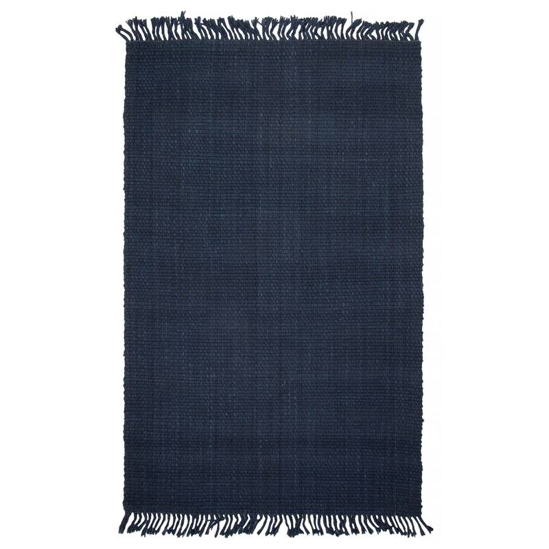 ECARPETGALLERY Braid weave Sienna Navy Wool Rug - 4'11 x 7'10 - Dark Navy - 4'11 x 7'10