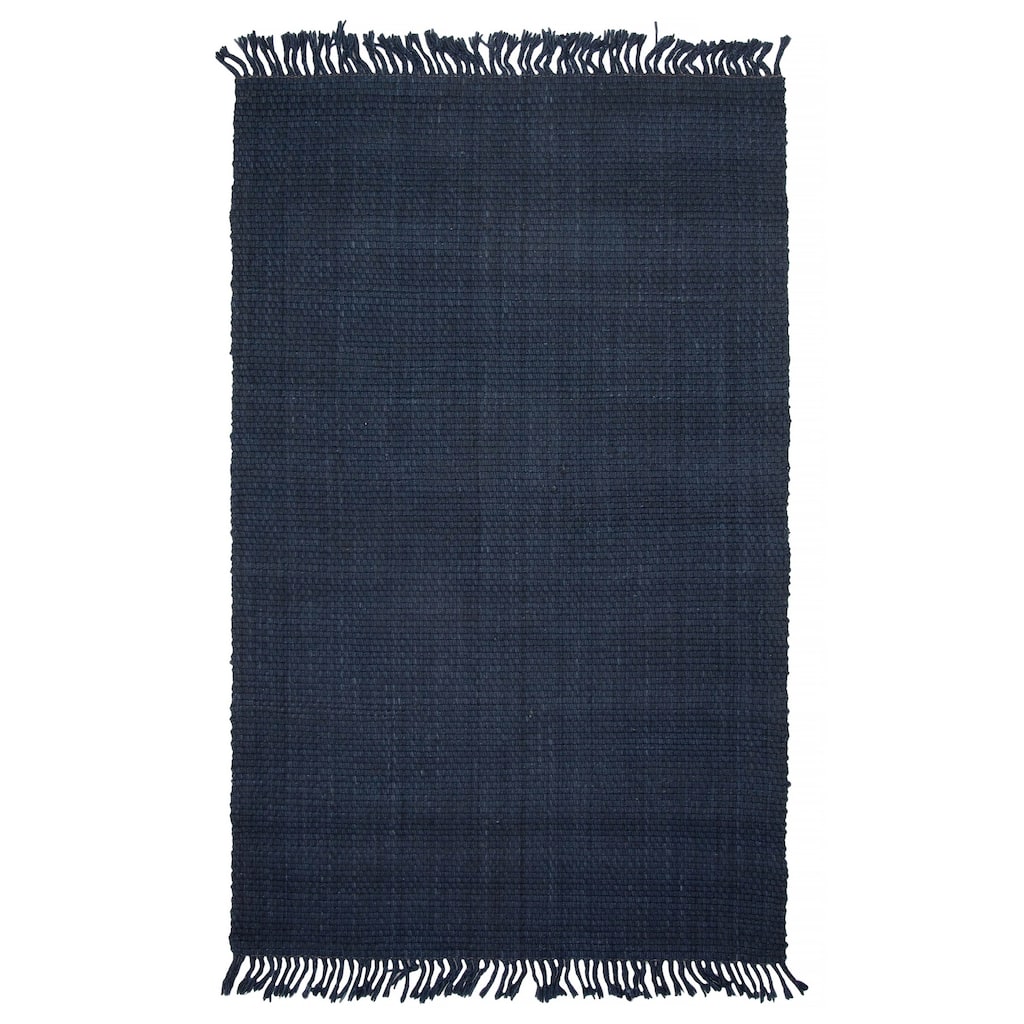 ECARPETGALLERY Braid weave Sienna Navy Wool Rug - 4'11 x 7'10