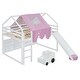 preview thumbnail 4 of 78, Full Size Loft Bed with Slide, Tent, and Storage Shelves - House Frame Kids Bed with Ladder and Car-Shaped Organizer