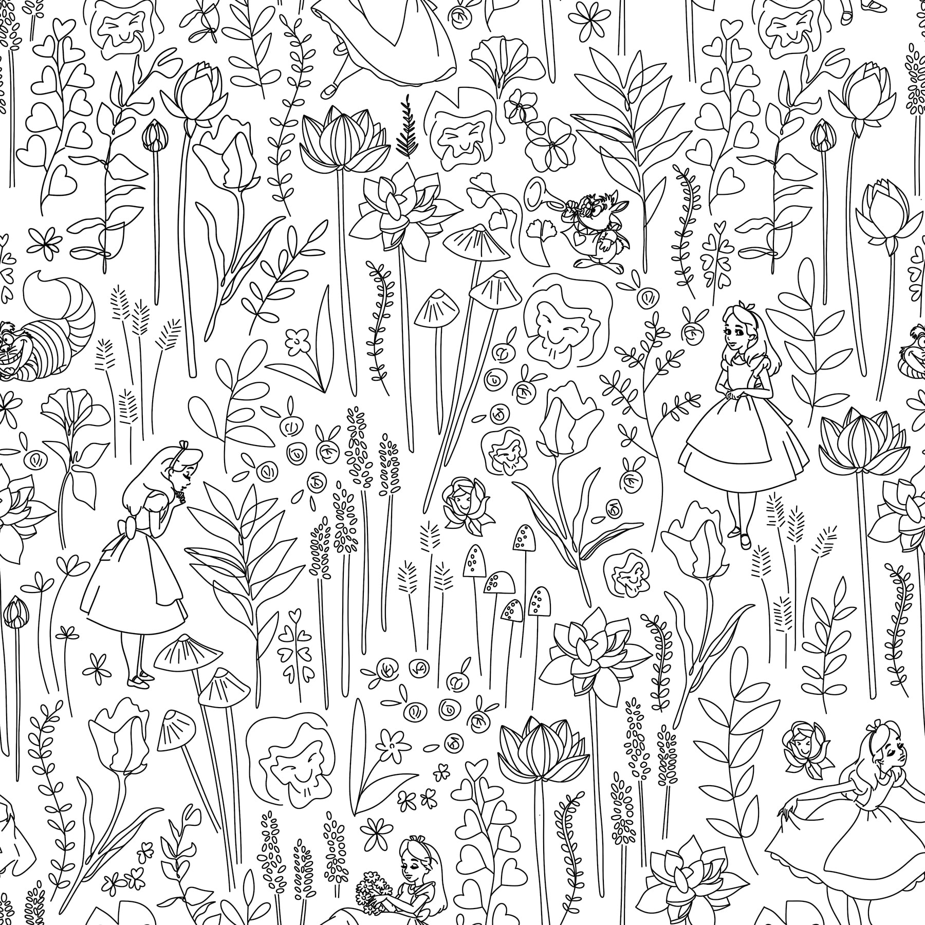 Disney Alice in Wonderland Black Garden Peel and Stick Wallpaper by RoomMates
