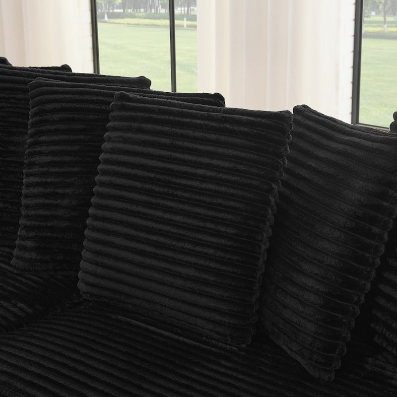 110.63" L-Shaped Modular Convertible Corduroy Tufted Upholstered Sleeper Sectional Sofa