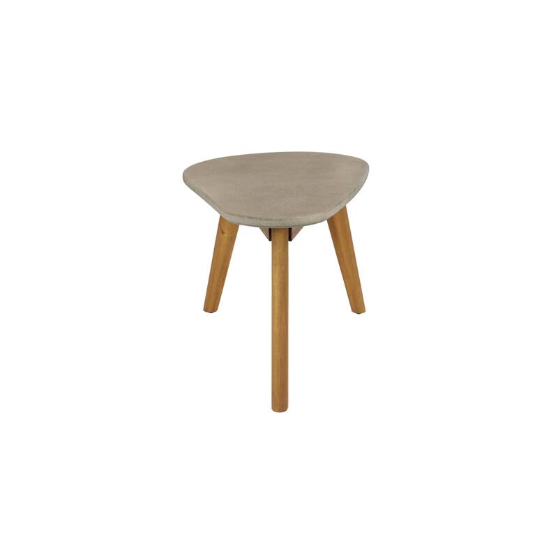 Polyresin Concrete Inspired Oval Outdoor Accent Table with Brown Tapered Wood Legs - Gray - Roche River Decor