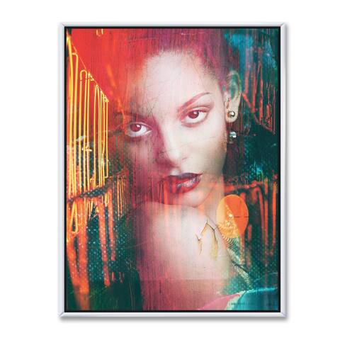 Designart 'Portrait Of Young African Black Woman Portrait' Contemporary Framed Canvas Wall Art Print