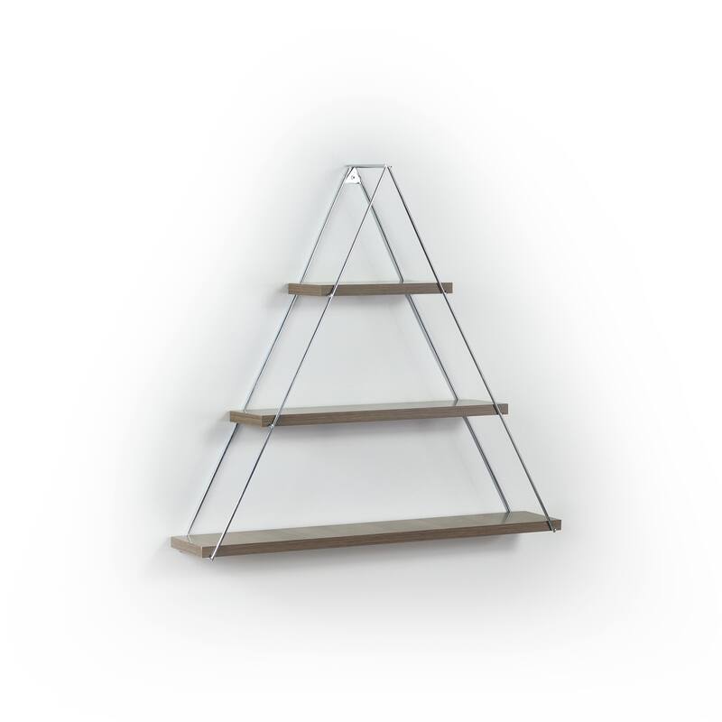 Floating Wall Decor Decorative Hanging Metal Bracket Triangle Shelf - Walnut/Chrome