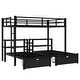preview thumbnail 8 of 10, Black Full XL over Twin Size Metal Triple Bunk Bed with Drawers
