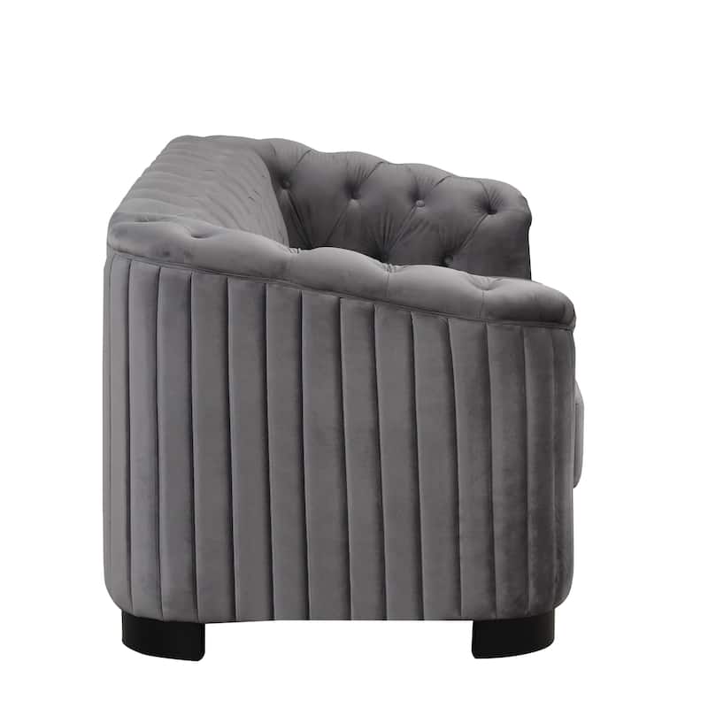 82.4" Sofa with Rubber Wood Legs,Velvet Upholstered Sofa Couch,Sofa with Thick Removable Seat Cushion, 3 Seater Sofa Couch