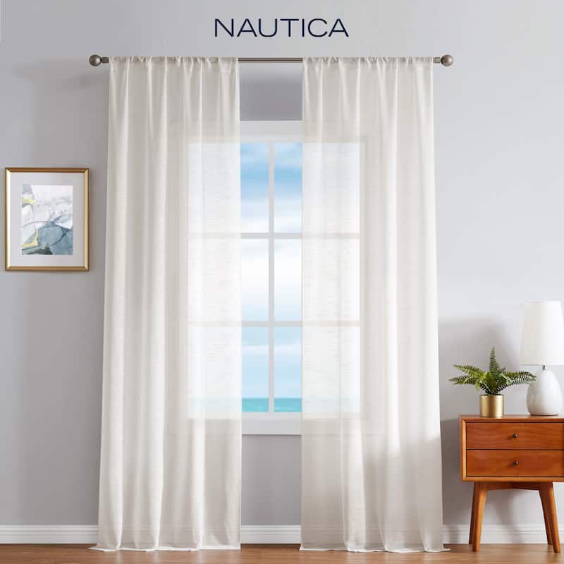 Nautica Erasmus Sheer Rod Pocket Window Curtain Panel Pair