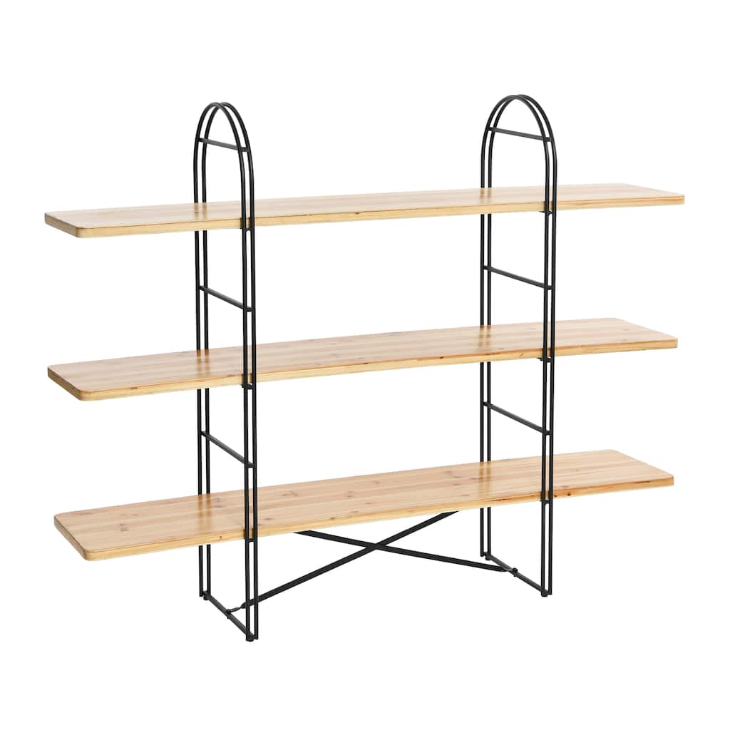 Wood and Metal Adjustable Shelving Unit - N/A