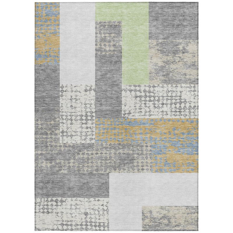 HomeRoots Geometric Transitional Rectangle Outdoor Rug