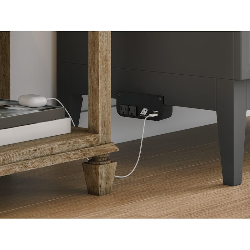 Solid Wood Murphy Bed Chest Twin Size with Mattress & Charger - Space Saving Furniture