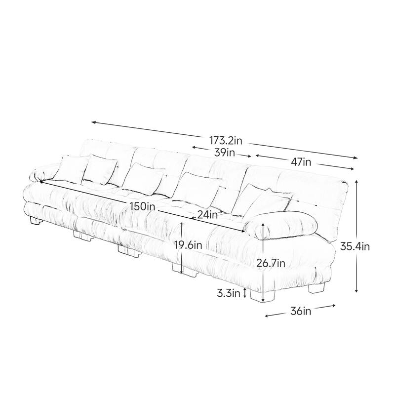 4-Seater Modular Deep Seat Sectional Sofa Couch