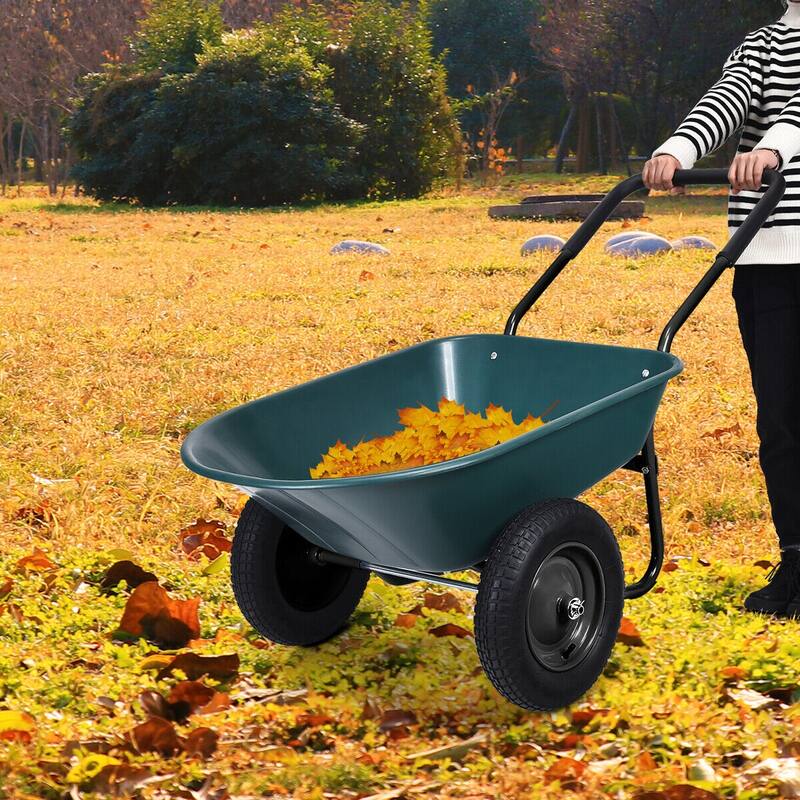 Costway 2 Tire Wheelbarrow Cart Heavy-duty Dolly Utility Cart