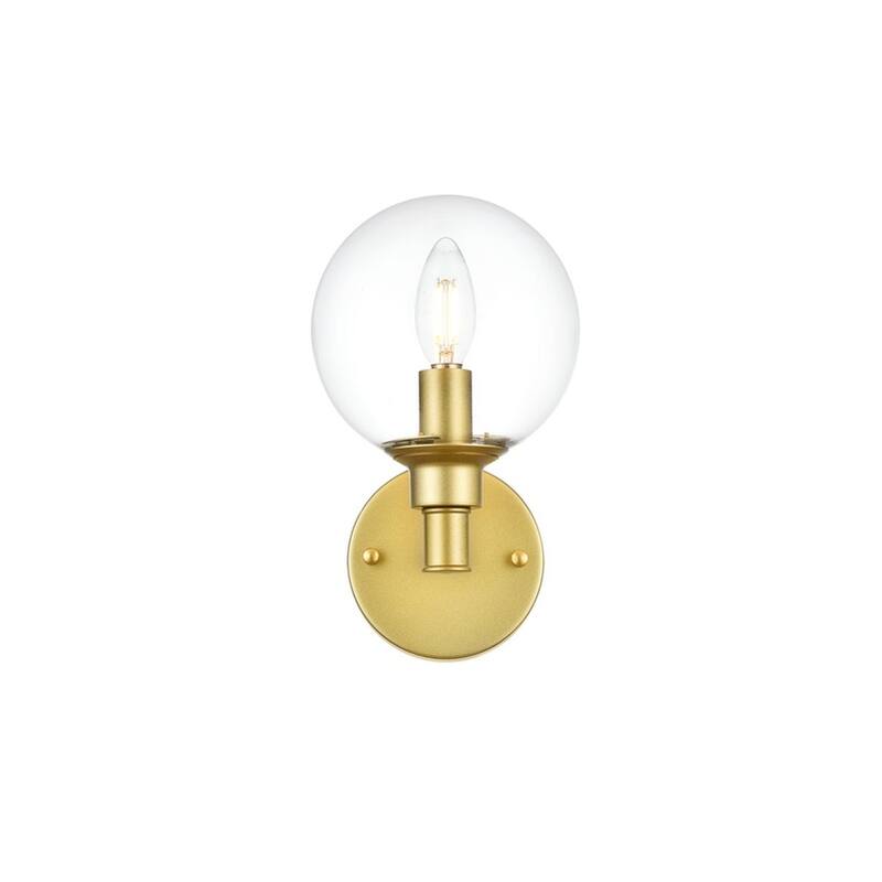 Jaelyin 1 Light Black and Clear Bath Sconce - Brass - 6