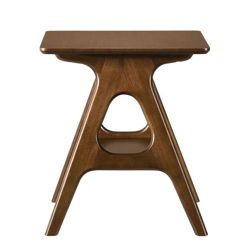 21" Mid-Century Modern Wooden End Table with Storage Shelf and Slightly Tapered Legs