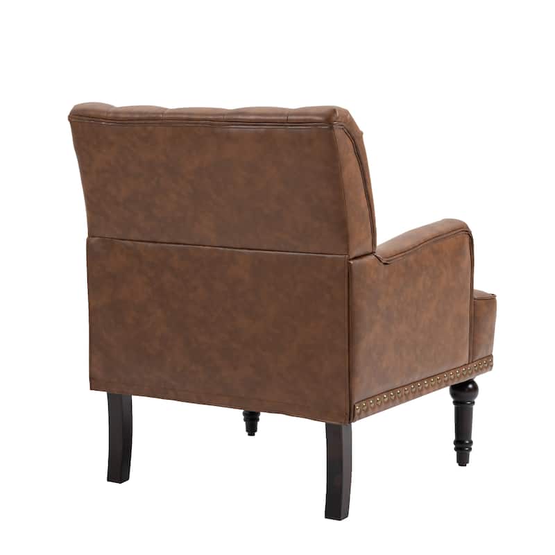 PU Leather Living Room Accent Chair with Tufted Back