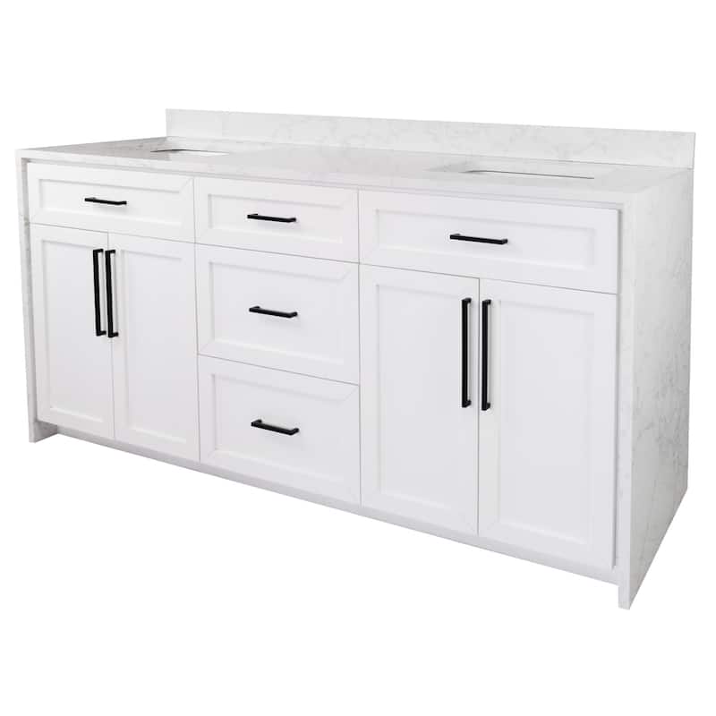 KitchenBathCollection Palisade 72" Double Waterfall Vanity with Engineered Marble Top