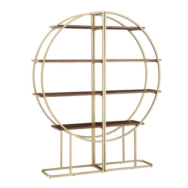 Diana Natural Finish Gold Metal Half Moon Bookcase by iNSPIRE Q Modern