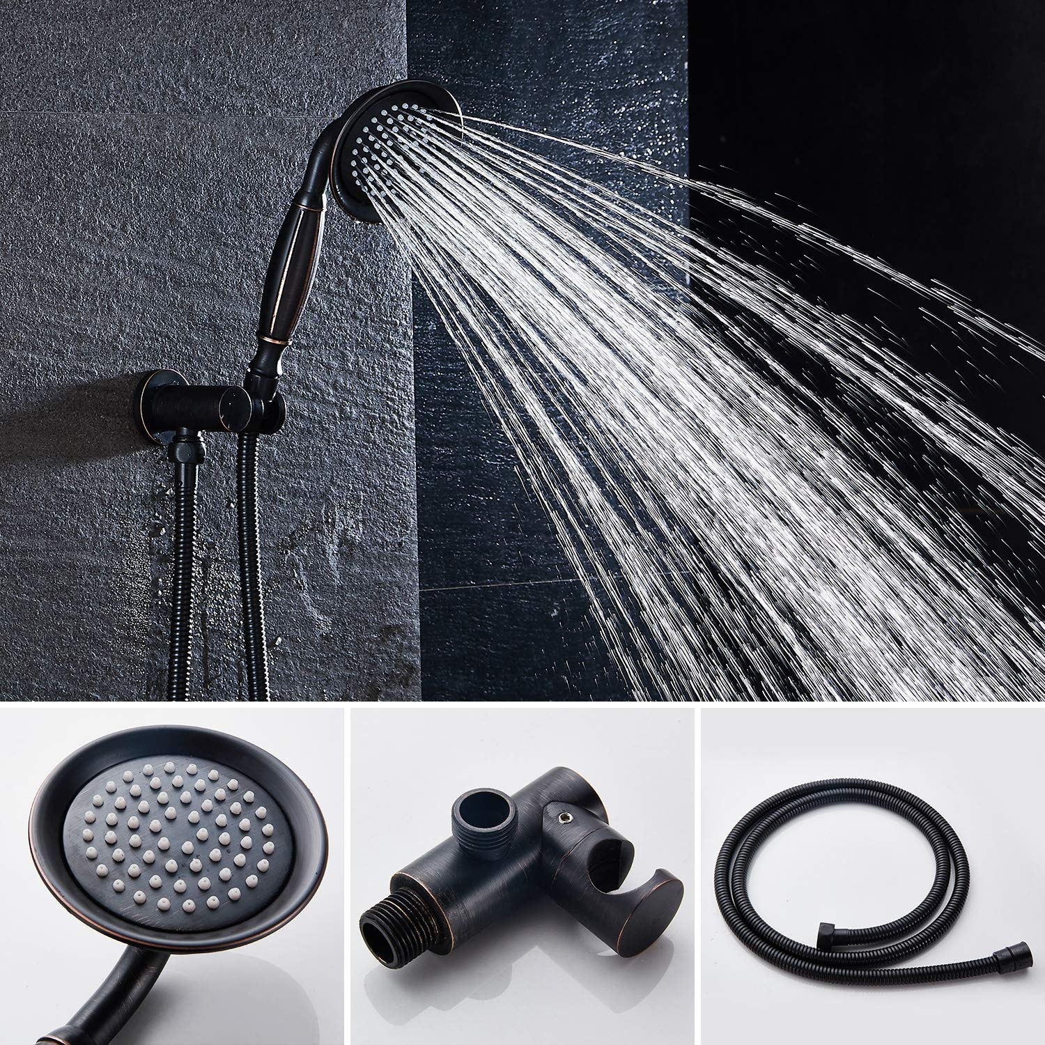 Bronze Shower Faucet System Combo Kit with Valve and Head-image