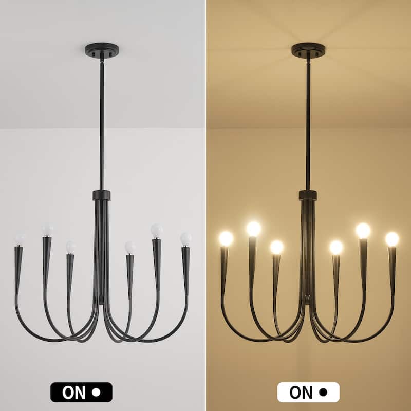 Starsky Mid-Century Farmhouse 6-Light Traditional Ceiling Light Modern Classic Candle-Style Chandelier