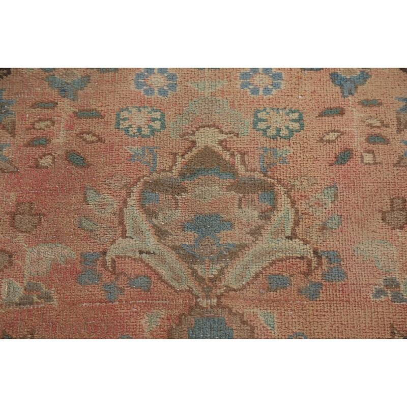 Hand Knotted Oriental 100% Wool Carpet Traditional Medallion Coral Mashad Area Rug - 9' 3'' X 6' 1''