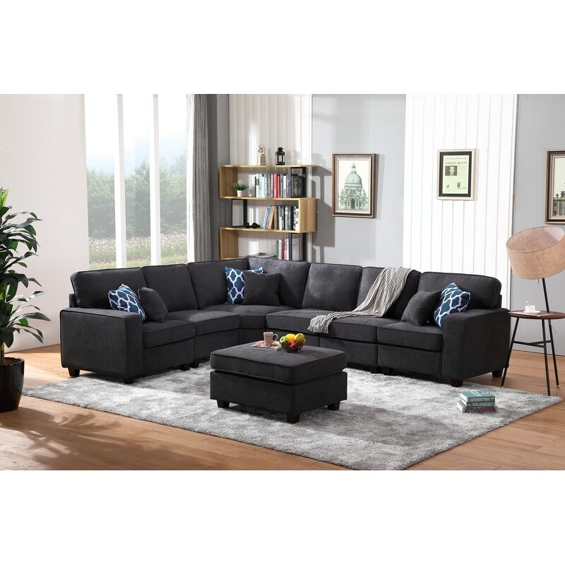 Shop Jocelyn Dark Gray Woven 7pc Modular L Shape Sectional Sofa