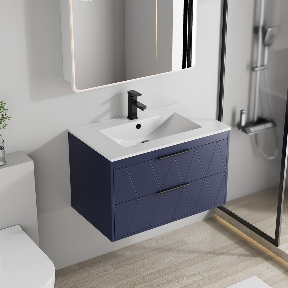 24"/30"/36"/48" Integrated Sink Wall Mounted Bathroom Vanity Set