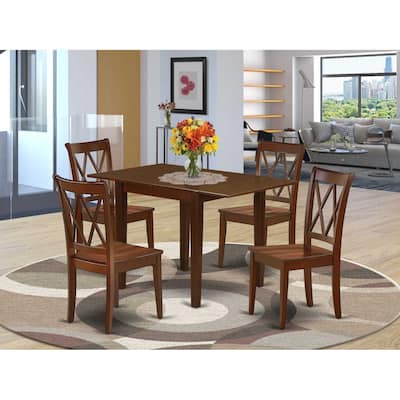 HomeStock 5-Pc Mahogany Finish Solid Wood Top - Dining Room Set - Seats 4