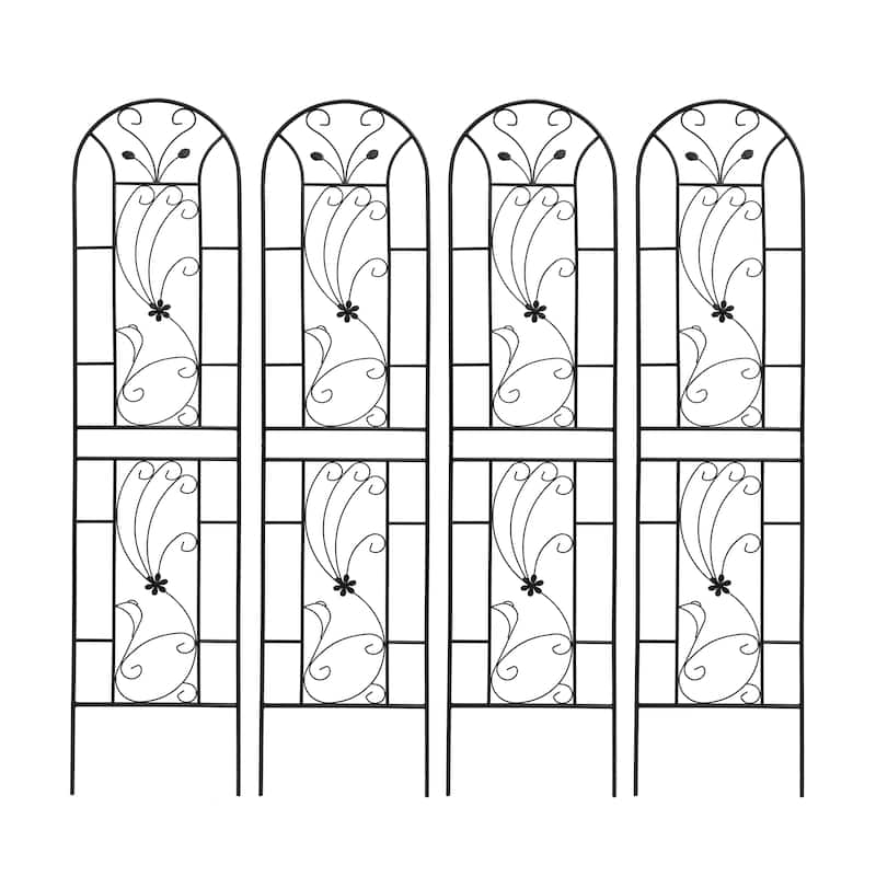 4 Pack Metal Garden Trellis Rustproof Trellis for Climbing Plants Outdoor Flower Support Black