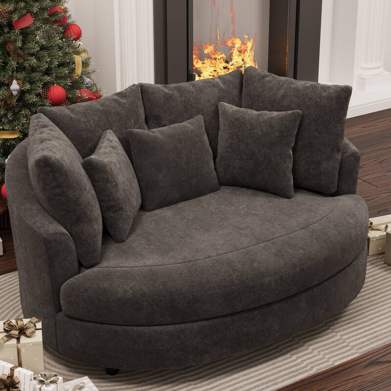 70.1"W Modern Chenille Loveseat with 7 Cushions,Oversized Accent chair