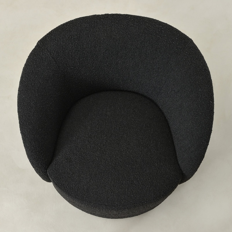 KINWELL 34" W Upholstered Boucle Swivel Barrel Accent Chair