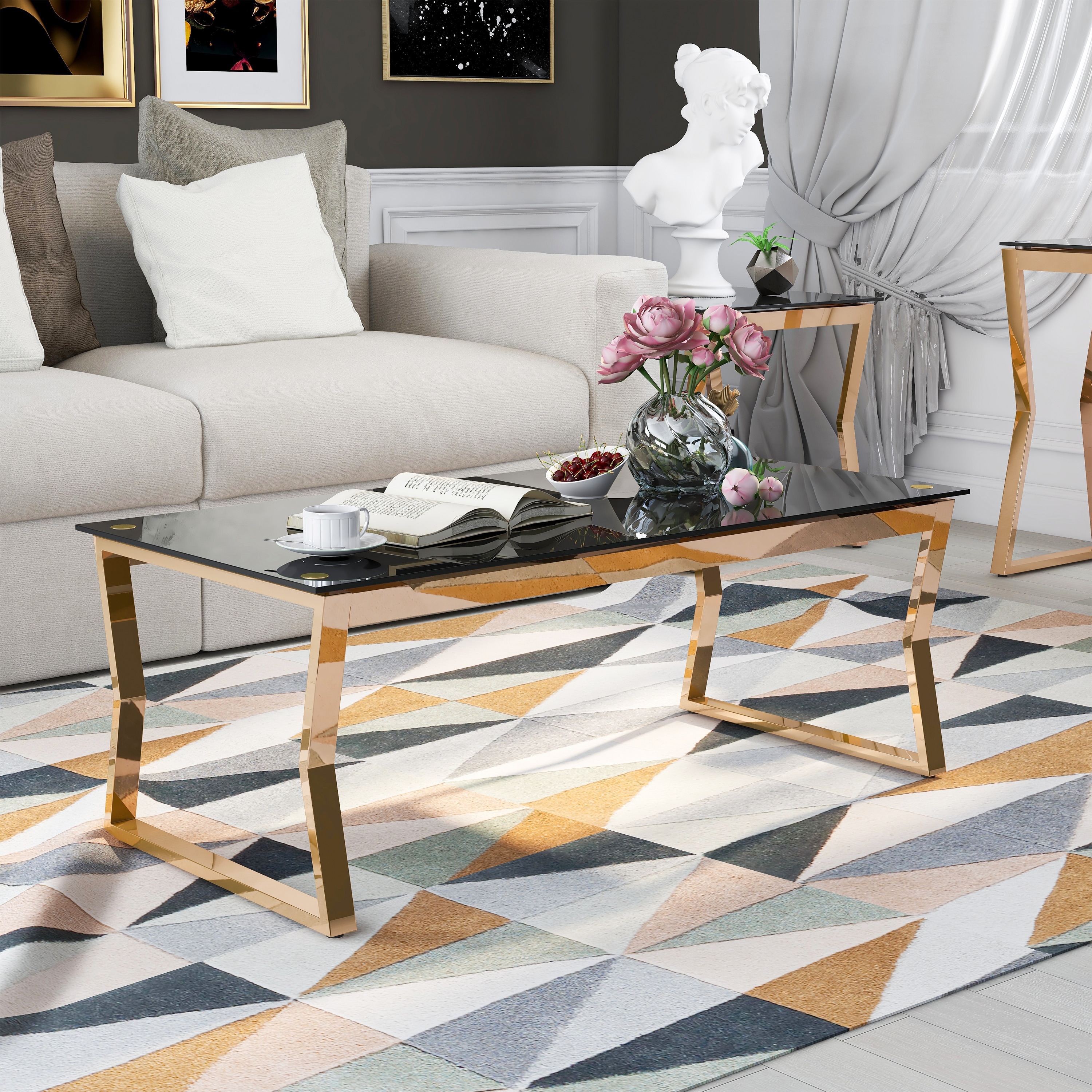 Furniture of America Kiloran Contemporary 47-inch Glass Top Coffee Table