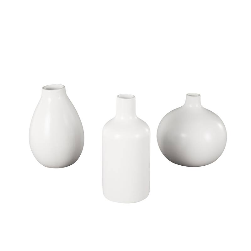 White or Black Ceramic Minimalistic Decorative Vase with Varying Shapes (Set of 3)