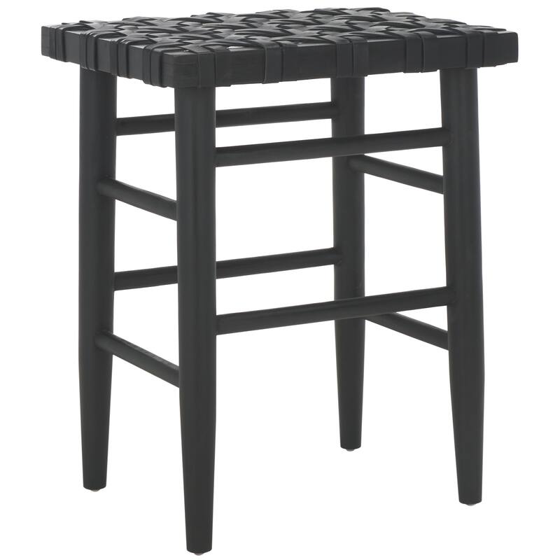 SAFAVIEH Jack Solid Wood & Woven Leather 25-inch Counter Stool (Fully Assembled) - 19Wx15Dx25H