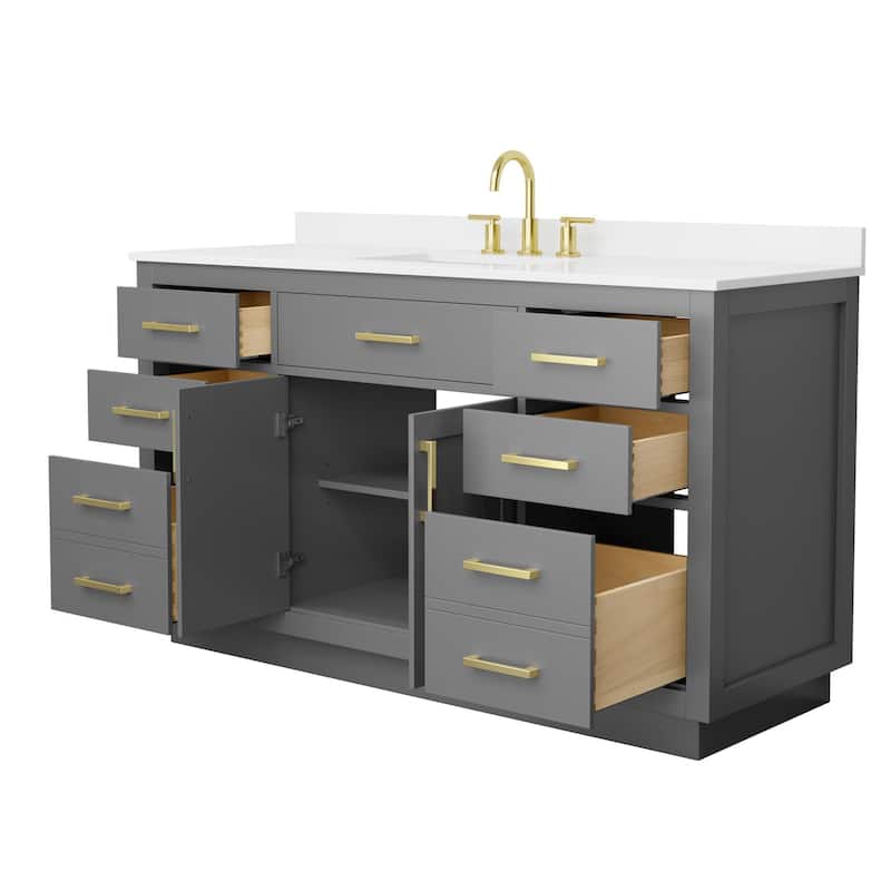 Beckett TK 60-inch Single Vanity, 3 Hole Quartz Top