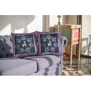 16" Navy Purple Horse Suede Throw Pillow