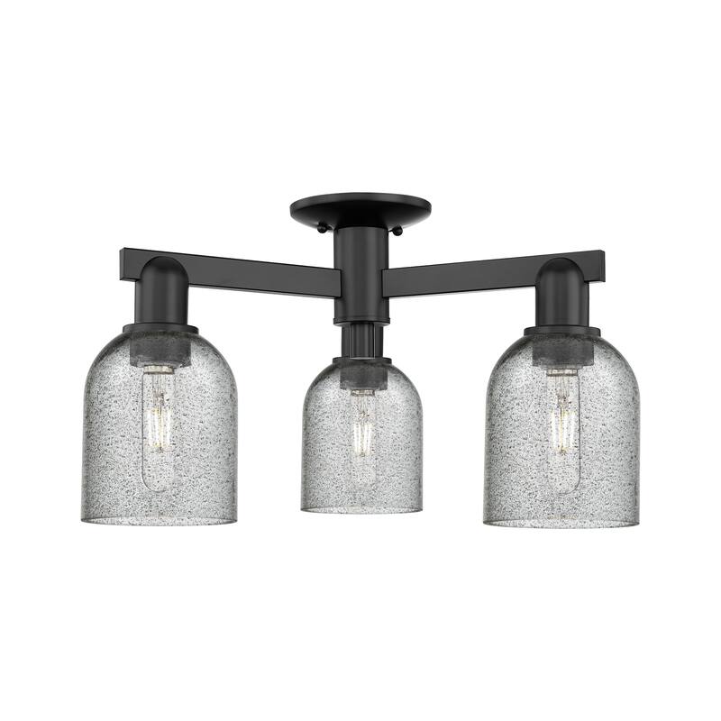 Innovations Lighting Endless Possibilities Arcadia - Caledonia - 3 Light 23" Semi-Flush Mount with Charcoal Shade - Charcoal/Matte Black