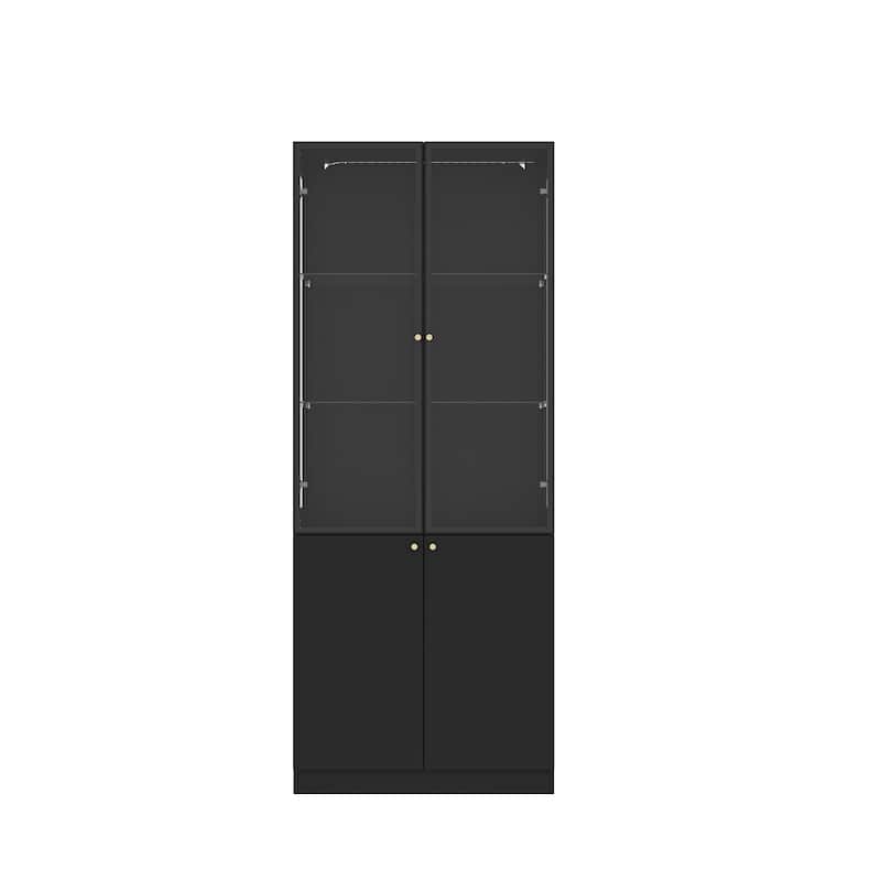 LED Glass Display Cabinet with Aluminum Alloy Frame Glass Door Showcase Wine Storage Cabinet