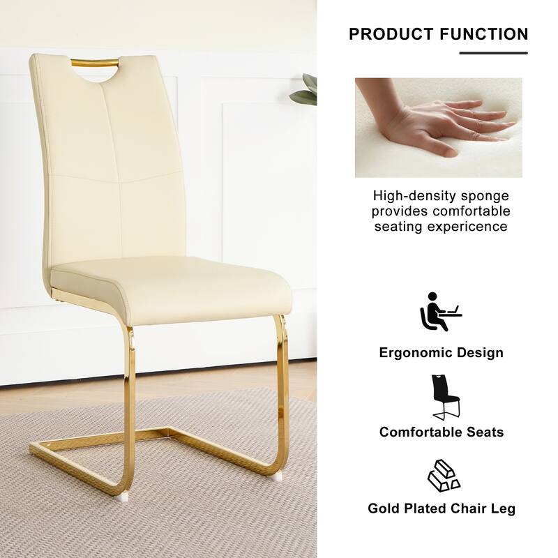 Modern PU Dining Chair with Gold Metal Legs, Versatile for Kitchen, Living Room, Bedroom, and Dining Room.