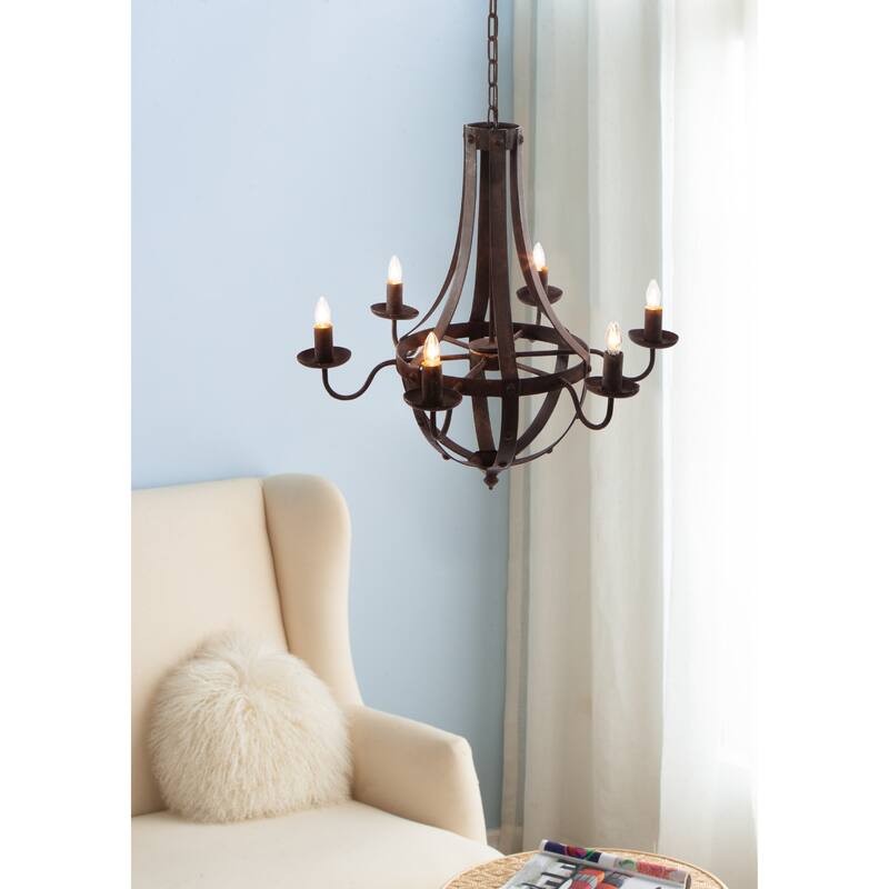6 - Light Metal Chandelier, Hanging Light Fixture with Adjustable Chain for Kitchen Dining Room Foyer Entryway,Bulb Not Included